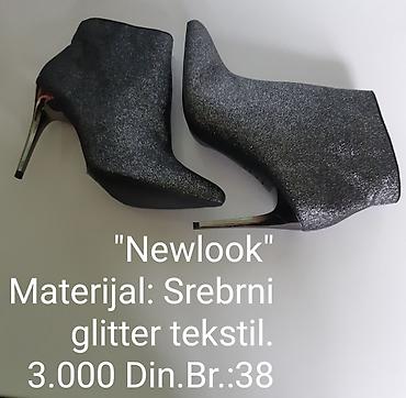 Gležnjače: New Look ženske gležnjače na štiklu - Materijal: srebrni glitter — 2