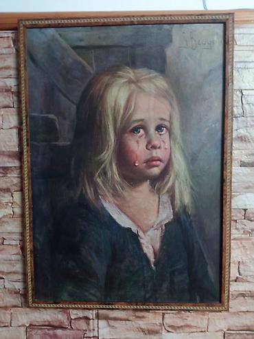 Uljana slika na platnu – portret uplakane devojčice - Tehnika: ulje