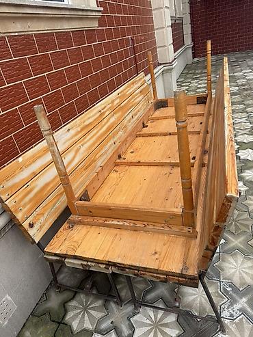 bag stullari: Açıq hava üçün taxta masa‑skamya dəsti - Material: qalın taxta — 2