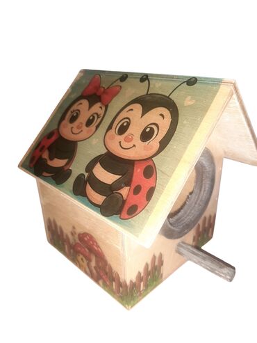 Yuvalar: Rəngli dekorativ quş evi Olçüsü 15*12*12 - Material: ağac - Dizayn — 23