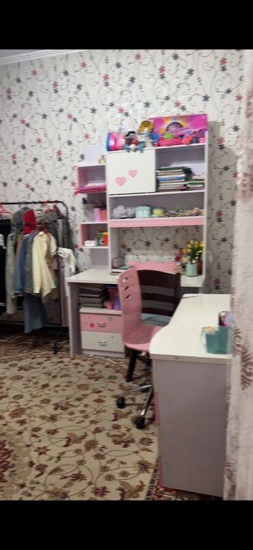 письменный столы: Балдар гарнитурасы, Кыздар үчүн, МДФ, түсү - Кызгылт