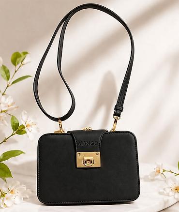 Mango qadın çantası – klassik qara rəngdə, sərt formalı, kompakt