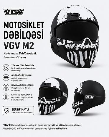 Moto geyim: №: 10236 Məhsulun adı: Motosikl dəbilqəsi VGV M2, qara, ölçü One Size — 1