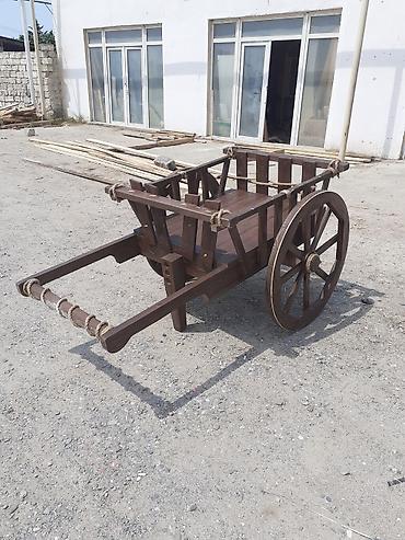 Bağ, çöl mebeli: Taxta dekorativ araba (iki təkərli) - Material: tam ağacdan — 6
