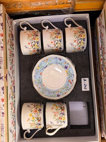 наборы из серебра с натуральными камнями: Çay dəsti, rəng - Ağ, Farfor, 6 nəfərlik