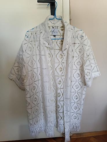 Košulje: Bela heklana košulja/kimono sa resama - Materijal: mrežasta heklana — 9
