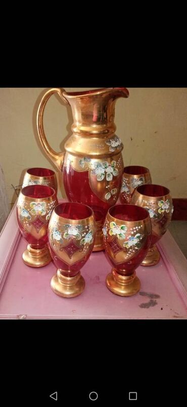 seyf qapılar ucuz: Fincanlar, rəng - Qırmızı, Şüşə, 6 ədədli dəst, 300 ml, Azərbaycan
