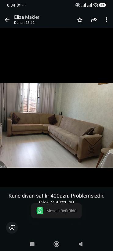 Künc divan satılır 400azn. Problemsizdir. Ölçü 2.40*1.40 Ünvan:Masazır lalafo.az -da Künc divan satılır 400azn. Problemsizdir. Ölçü 2.40*1.40 Ünvan:Masazır