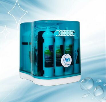 Su filtrləri: Şəffaf mavi korpuslu bu su filter sistemi məişətdə istifadə üçün