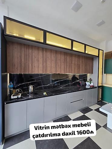 Vitrin mətbəx mebeli çatdırılma daxil 1600₼. Bahali mexanizimler. Ölçü