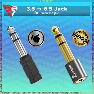 Səs gücləndiriciləri: Ötürucu Başlıq Audio Adapter 3.5mm / 6.35mm AUX Kabel / AUX Cevrici /