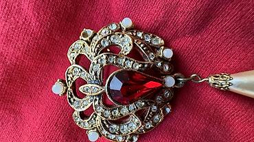 Броши: Брошки СССР РАРИТЕТВИНТАЖНЫЕ Викториянской эпохи,камень красный — 1