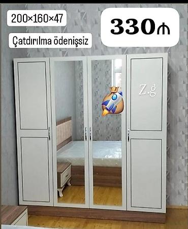 pol taxtas: Yeni, 3 qapılı, Güzgülü, Ağ, Taxta, Açılan, Düz dolab — 1