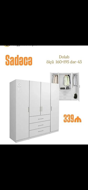 ağ qapı: Ağ rəngdə çox bölməli geyim dolabları 1) Model 1 - Ölçü: 200 × 160 × — 2