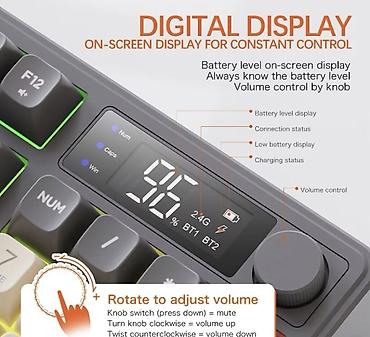 komputer dell: 2.4G/Bluetooth üç rejimli simsiz mexaniki klaviatura - İkili/simsiz + — 3