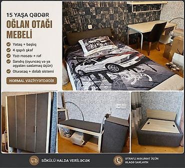 yatas: Oğlan otağı mebeli dəsti (15 yaşa qədər) Komplekt: - Yataq və yumşaq — 1