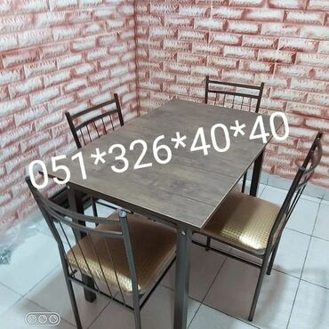 Masa və oturacaq dəstləri: Qonaq otağı üçün, Yeni, Açılan, Dördbucaq masa, 4 stul — 4