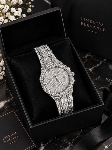 купить мужские часы в баку: Zəriflik və dəbdəbə bir arada! ✨ ⌚ Parlaq daşlarla bəzədilmiş gümüşü — 1