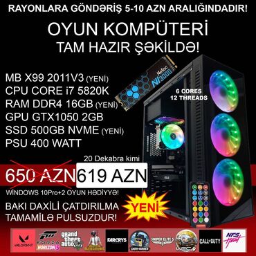 Masaüstü kompüterlər və iş stansiyaları: Oyun üçün Kompüter "RGB Gaming DDR4 Core i7 5820K GTX1050 2GB 500GB -da lalafo.az — 1 Masaüstü kompüterlər və iş stansiyaları: Oyun üçün Kompüter "RGB Gaming DDR4 Core i7 5820K GTX1050 2GB 500GB — 1