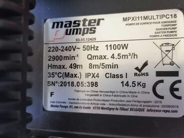 Sredstva za navodnjavanje: Master pumpa za vodu inox 1100W Cena:120evra Pumpa za vodu Master — 6