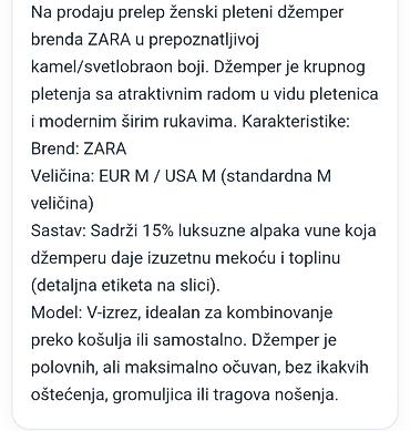 kožna jakna s: ZARA ženski pleteni džemper, kamel/svetlobraon boja. Krupno pletivo sa — 3