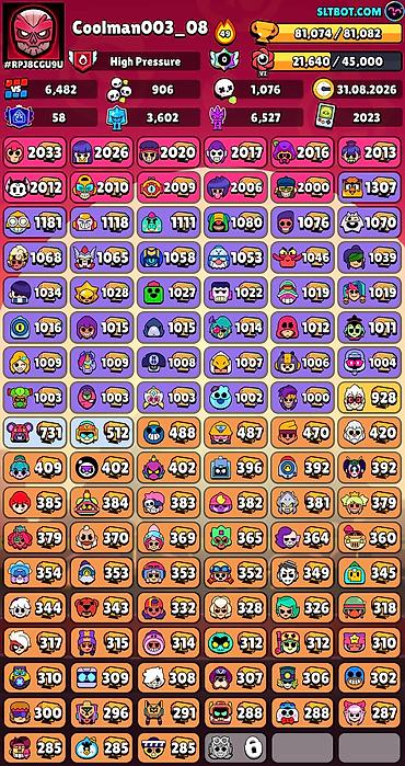 çoxlu oyun: Brawl Stars hesabı – Coolman003_08 - Kupa: 81,074 (rekord 81,082) - — 3