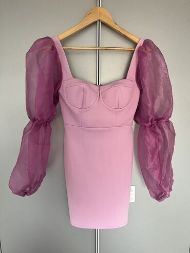 haljine sa slicem: Asos XS (EU 34), color - Pink, Evening, Long sleeves