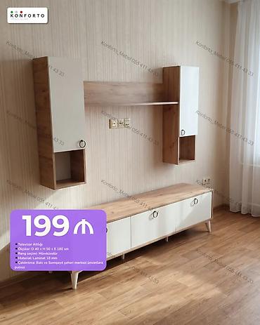 Televizor altlığı və asma divar rəf dəsti - Ölçülər: D 40 × H 50 × E