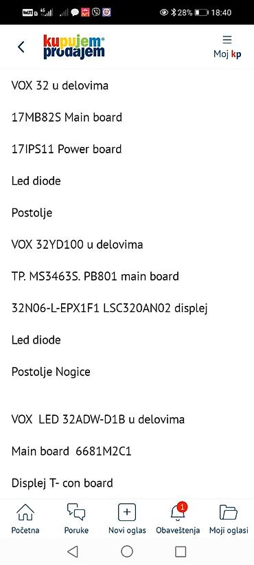 Aksesoari za TV i video: VOX 32” televizori – delovi Dostupni delovi za modele: - VOX 32YD100 na lalafo.rs — 16 Aksesoari za TV i video: VOX 32” televizori – delovi Dostupni delovi za modele: - VOX 32YD100 — 16