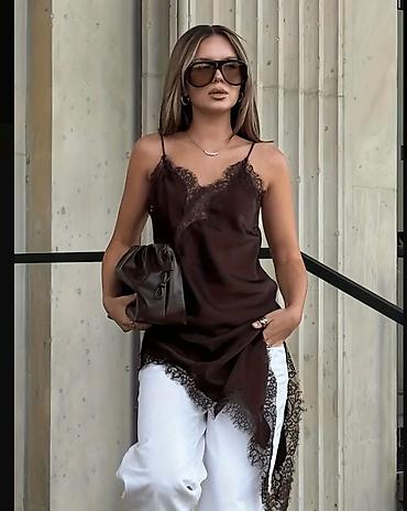 Вечерние платья: ЛЮКС КОПИЯ ZARA ТРЕНД СЕЗОНА Асимметричное сатиновое платье-комбинация — 9