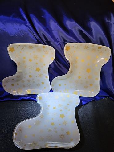 Kuhinjski setovi: Tanjiri vintaz stakleni praznicni. Stakleni tanjiri za posluzenja — 5