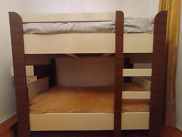 2 li kravat: İki mərtəbəli çarpayı - Material: MDF/laminat kombinasiya, ağ və ağac — 2