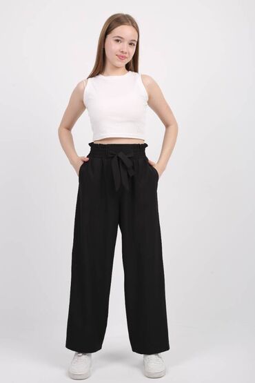 женская джинсовая одежда больших размеров: Повседневные брюки, Прямые, Made in KG, Средняя талия