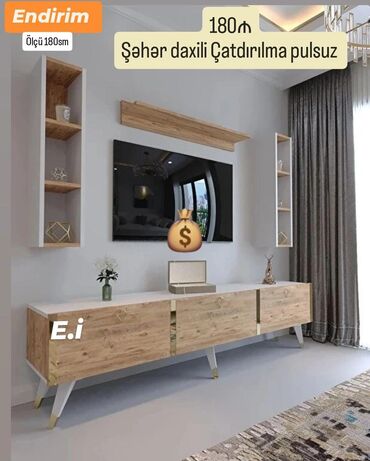 Qonaq otağı dəstləri: TV stend rəng seçimi var