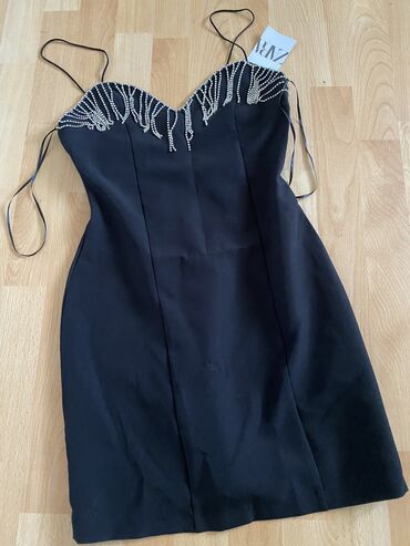 sirena haljina: Zara XS (EU 34), bоја - Crna, Koktel, klub, Na bretele
