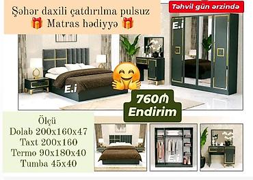 termolar: Yataq desti yeni çarpayı yeni iki nəfərlik taxt dolab qarderob paltar — 1