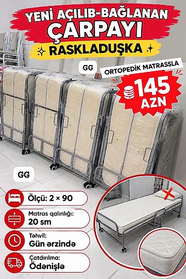 ortopedik matras: Açılıb-bağlanan çarpayı (raskladuşka) – ortopedik matrasla - Ölçü: 2 — 1