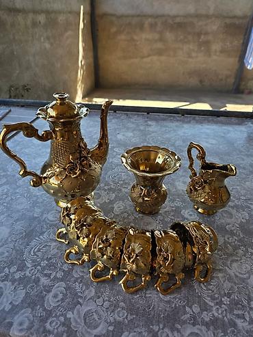 Qab-qacaq və mətbəx ləvazimatları: Çay dəsti, rəng - Qızılı, Metal, 6 nəfərlik — 2
