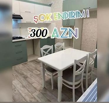 kreslo gence: Mətbəx üçün, Yeni, Açılmayan, Dördbucaq masa, 4 stul — 1