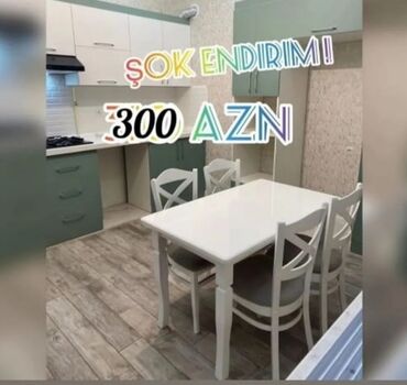 mebel stul: Mətbəx üçün, Yeni, Açılmayan, Dördbucaq masa, 4 stul