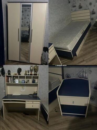 otağ qapları: 2 односпальные кровати, Шкаф, Комод, Трюмо, Б/у