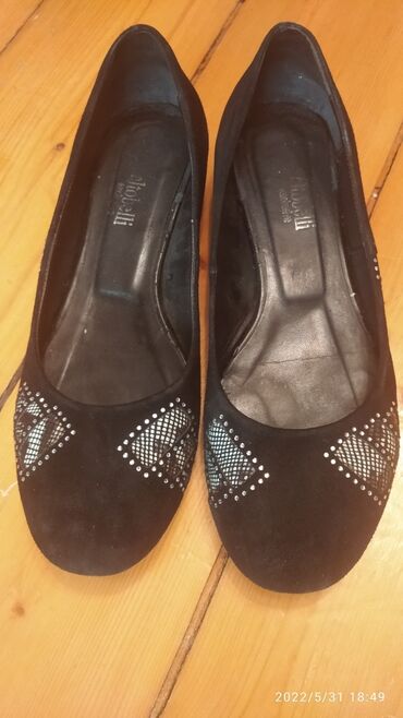 замшевые женские кеды: Туфли, 38, цвет - Черный
