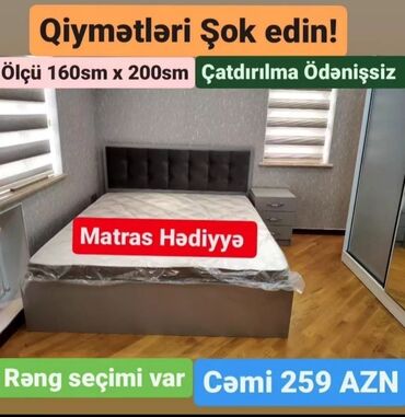 Yataq otağı dəstləri: Yeni, İkinəfərlik çarpayı, Bazasız, Matras ilə, Siyirməsiz, Azərbaycan