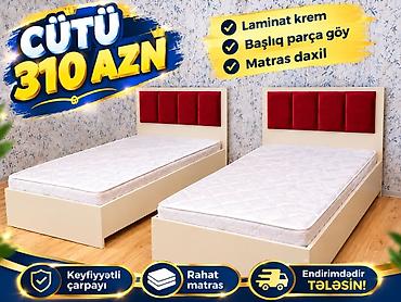 İki ədəd tək nəfərlik çarpayı dəsti - Çütü: 310 AZN (şəkildə