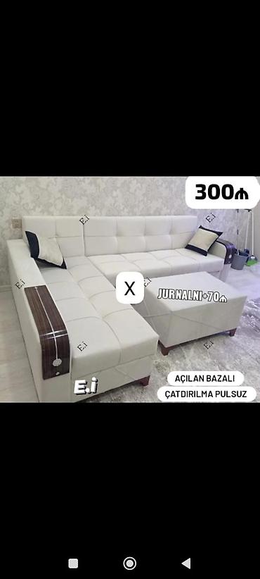 ucuz kunc divan: - Ağ rəngdə L formalı künc divan dəsti - Açılır-bazalı mexanizm: alt — 1
