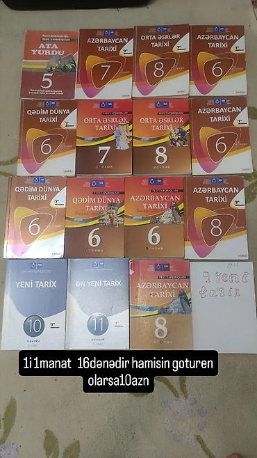 Tədris ədəbiyyatı: Tarix kitabları və test topluları dəsti - Ümumi sayı: 16 ədəd - Fənn — 1