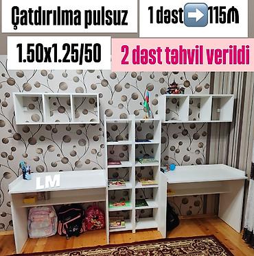 uşaq stol: Uşaq/iş otağı üçün modul iş masası və rəf dəsti - 1 dəst: 2 masa + — 1