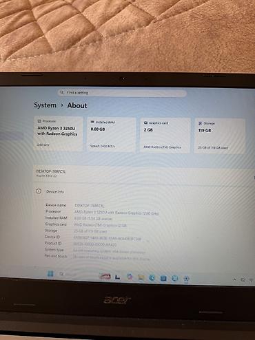 tablet 2 el: İşlənmiş Acer Aspire, 15.6 ", AMD Ryzen 3, 128 GB, Ünvandan götürmə — 2