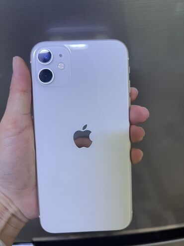 Apple iPhone: IPhone 11, Б/у, 128 ГБ, Белый, Зарядное устройство, Защитное стекло, Чехол, 76 %