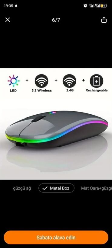 Masaüstü kompüterlər və iş stansiyaları: LED işıqlı, təkrar doldurulan simsiz kompüter siçanı. Xüsusiyyətlər